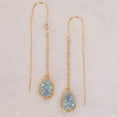 thumbnail image 3 of Humble Chic Light Blue Earrings for Women - Long Dangle Earrings, Aqua and Gold Tone, 3 of 9