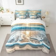 thumbnail image 2 of Erosebridal Ocean Waves Comforter Set Twin 7 Pcs Hawaiian Beach Sea Nature Pattern Printed Bedding Set Summer Holiday Vacation Bed in a Bag with Comforter,Sheets, 2 of 5