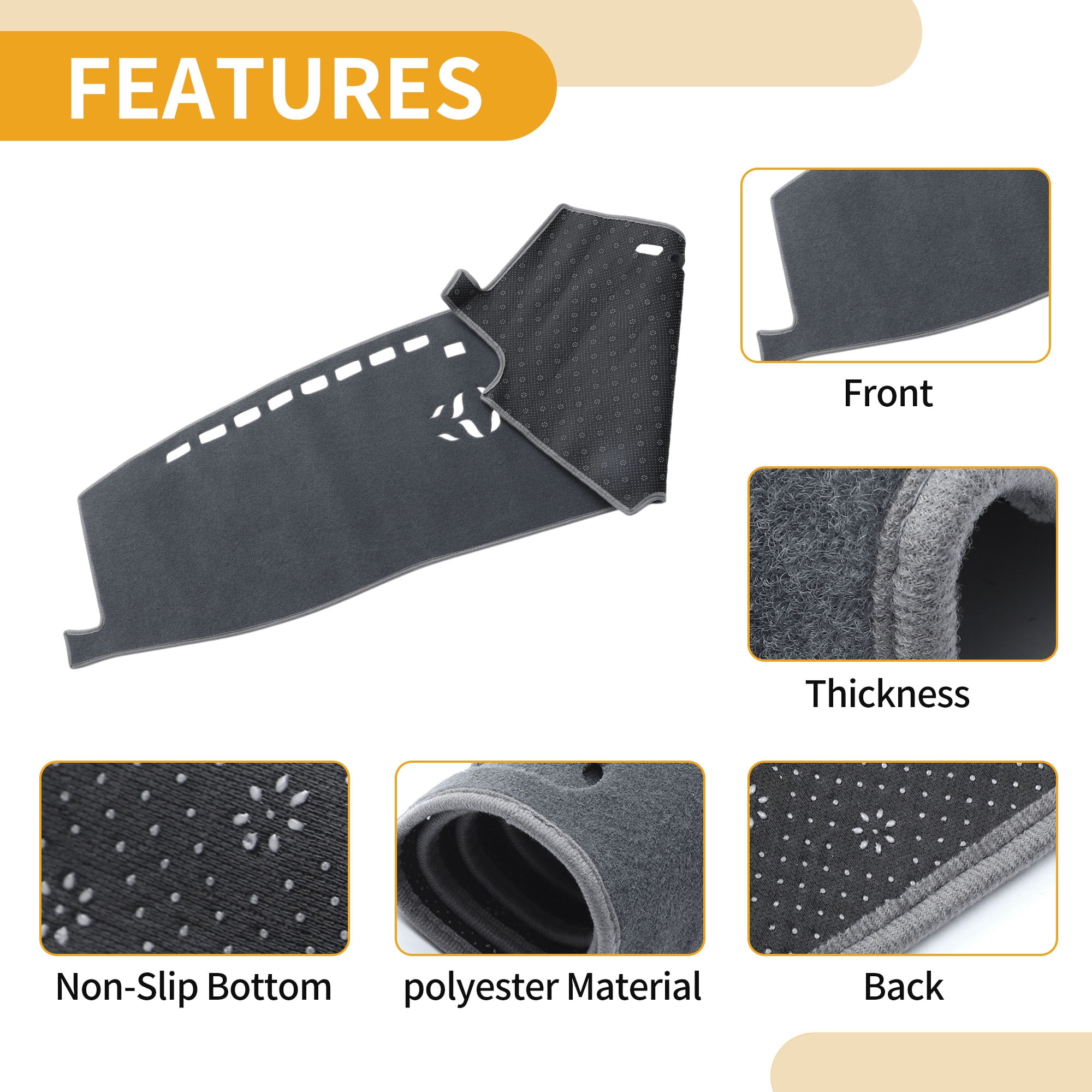 Unique Bargains Dashboard Cover Anti-Slip Dash Cover Mat Carpet for Ford Explorer 2020-2024 Polyester Gray