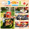 thumbnail image 4 of WonderStone 63 PCS BBQ Grill Playset, Outdoor Play Kitchen with Movable Wheels & Play Sink, Pretend Play Toy with Smoke, Sound & Light, Cooking Toys for Toddlers Ages 3–6, 4 of 10
