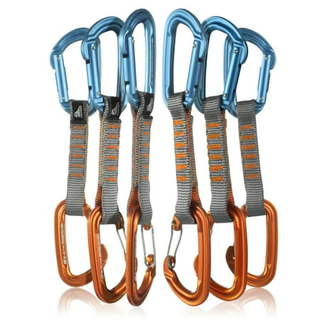Fusion Climb 6-Pack 11cm Quickdraw Set with Contigua Orange Wire Gate Carabiner/Contigue Blue Straight Gate (Best Quickdraws For Trad Climbing)