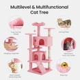 thumbnail image 3 of edx 54" Cat Tree Tower, Multi-Level Pet Indoor Furniture with Scratching Post, Large Condo, Climbing Ramp for Kitten, Pink, 3 of 8