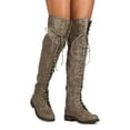thumbnail image 1 of Nature Breeze FG08 Women Leatherette Over The Knee Lace Up Combat Boot, 1 of 3