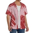 thumbnail image 2 of KLL Striped Meat Print Men's Shirt Short Sleeve Button Down Summer Cuba Beach Shirts- Medium, 2 of 5