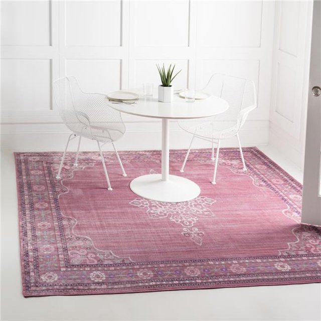 Unique Loom 3140599 8 x 8 ft. D Amore Austin Square Rug, Pink
