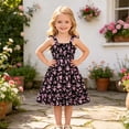 thumbnail image 5 of XAOFW Floral Print Trimmed Dresses For Girls Sleeveless Partywear Dress With Bow And Ruffled Hem Birthday Party Cozy Sundresses, 5 of 8
