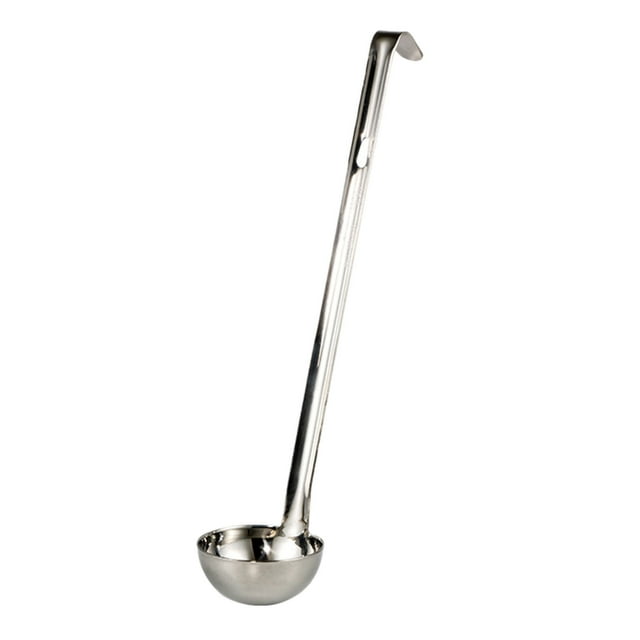 Stainless Steel Soup Spoon with Ergonomic Handle and Hook End for Cooking Dressing Kitchen Tableware Dishwasher Home Restaurant Use