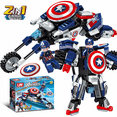 thumbnail image 5 of Minifigures Building Blocks Set, Superhero Mini Action Figures, 2 in 1 Robot Building Toys Include 4 Sets Superhero Transforming Car Model Kit for Kids Adults and Fans, 5 of 6