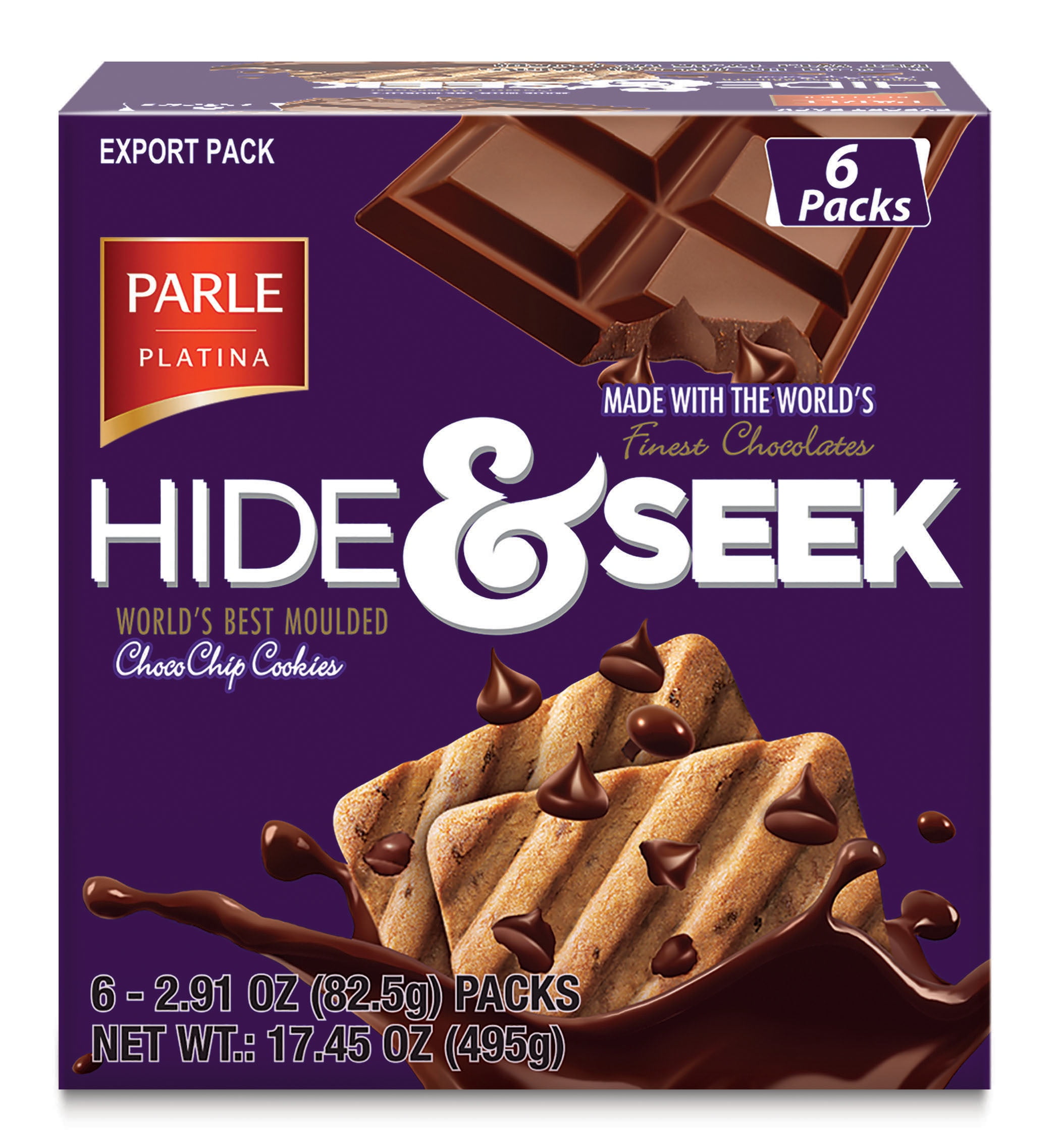 Parle Hide & Seek Chocolate Chip Cookies, 17.45 oz, 6 Count