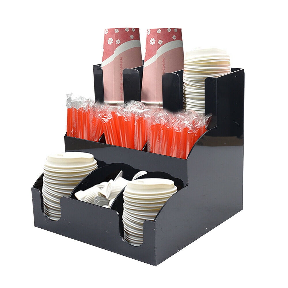 Wide Soda Cup office lid dispenser Holder Rack Condiment Caddy Organize caddy 