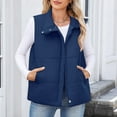 thumbnail image 5 of Hueook Womens Winter Jacket Women's Fashion Solid Color Sleeveless Jacket Sleeveless Jacket Navy L, 5 of 7