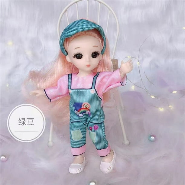 BJD Mini 16cm Doll 13 Movable Joints 1/12 Multi-color Hair Princess Doll and Clothes Can Dress Up Girls DIY Toys Birthday Gifts Gao Jinjia LED