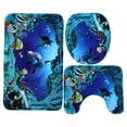 thumbnail image 4 of 3Pcs Bath Mat Non-Slip Rug Lid Toilet Cover for Home Decor Gift w/ Waterproof Deep Sea Ocean Dolphin Pattern Bathroom Shower Curtain Set, 4 of 8