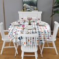 thumbnail image 2 of Round Waterproof Tablecloth 60×60 Inch, Boho Style Reusable Indoor/Outdoor Durable Table Cover for Party Kitchen Dinner Room Decor, 2 of 6