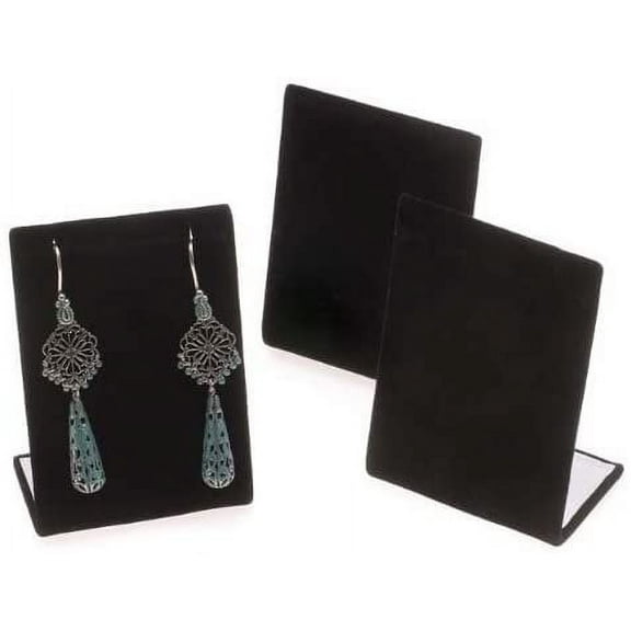 6 Pieces Black Velvet Leaning Earring Stands/Jewelry Displays 3.5 Inches Tall Black Velour, 6