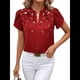 thumbnail image 3 of Tops Elegantes de Verano con Cuello en V y Corta para Mujer Vino Tinto XL, 3 of 7