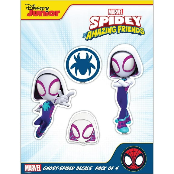 Marvel Spidey and His Amazing Friends Decals - Set of 4 Ghost-Spider Gwen Stacy Vinyl Stickers for Car Water Bottle Bike Helmet Laptop Skateboard - Marvel Stickers for Kids and Adults
