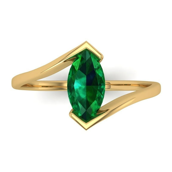 Solitaire Engagement Ring for Women - 2ct Simulated Emerald in 18K Yellow Gold Promise Ring