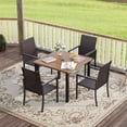 thumbnail image 2 of Vicllax 38" Square Outdoor Patio Dining Table for 4 Metal Modern Style for Garden Deck,Walnut(1piece), 2 of 10