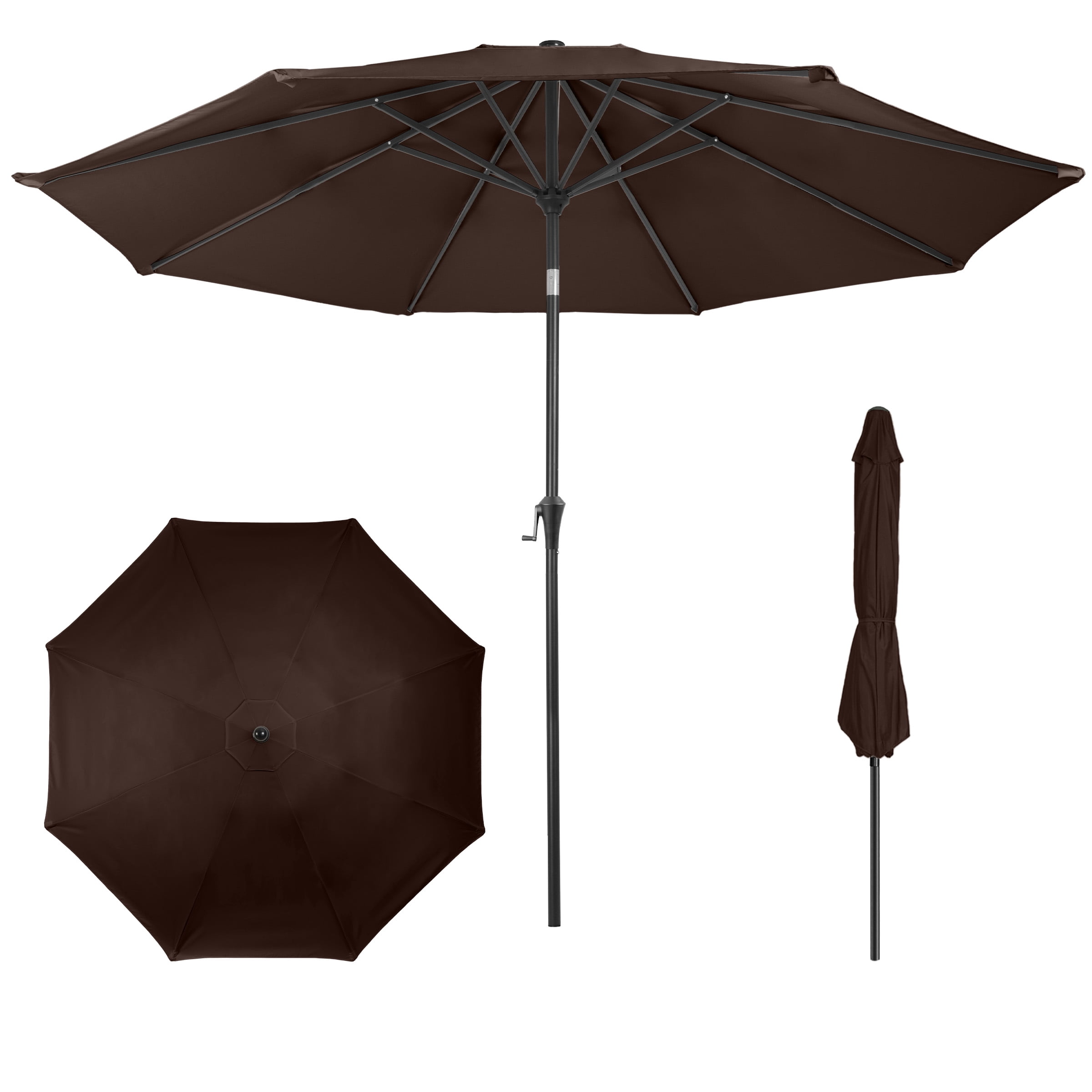 Villacera 9FT Outdoor Patio Umbrella Shade with Auto Tilt, Brown