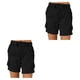 thumbnail image 4 of Minnieouse Pantalones cargo de dama Pantalones cortos de bolsillo Cintura suelta Pantalones de verano Moda Negro 3XL 2Conjunto, 4 of 6