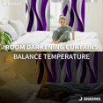 thumbnail image 5 of Purple White Moire Blackout Curtains for Bedroom/Living Room, Thermal Insulated Kitchen Curtains, Modern Abstract Art Grommet Darkening Window Treatment Drapes 42"x84"x2, 5 of 8