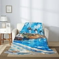 thumbnail image 2 of Gaeub Greek Island Windmills Painting Print Flannel Throw Blanket, Home Fleece Throw Blanket for Couch or Bed,Decorative Blankets,Lightweight Fuzzy Flannel Blanket-40"x30", 2 of 6