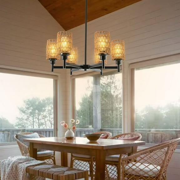 Miumaeov Chandelier 6-Head Pendant Light Living Rooms Fixture Dining Table Ceiling Light