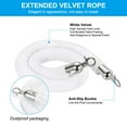 thumbnail image 3 of Uxcell 3.3 Feet White Velvet Stanchion Rope Crowd Control Barrier Rope with Snap Hooks, Silver 2 Pack, 3 of 6