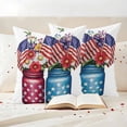 thumbnail image 3 of Independence Day Pillow Covers 2 Pack American Flag Red Blue Bottle Flowers Pillowcase Waterproof Outdoor Throw Pillow Cover for Patio Garden Square Cushion 20”x20”, 3 of 9