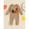 thumbnail image 2 of Suealasg Baby Boy Girls Farm Clothes Western Country Rooster Print Romper 3 6 9 12 Months Newborn Long Sleeves Round Neck Full Length Jumpsuit, 2 of 7