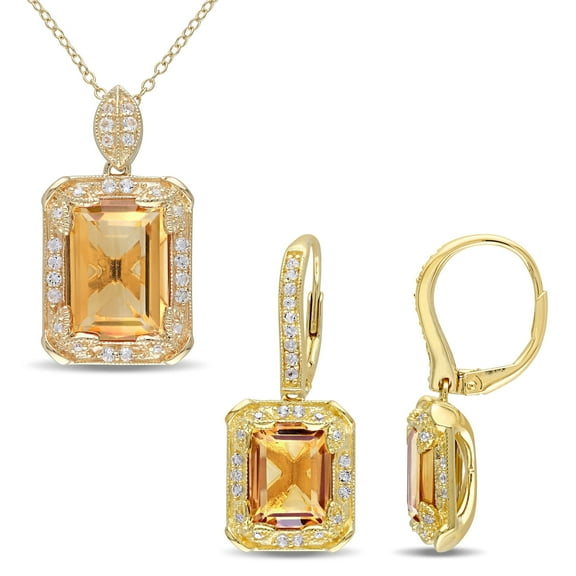 Everly Women's Citrine and Topaz Yellow Gold Plated Earrings