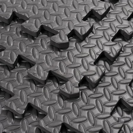 24” x 24” 18 Piece Exercise Interlocking Protective Foam Flooring Tiles - Black Diamond (Best Flooring For The Money)