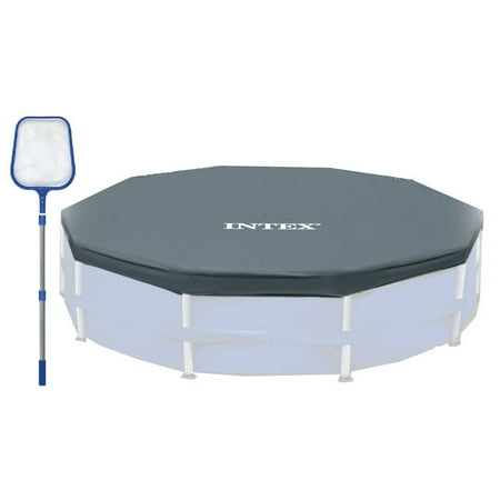 Hydrotools Cover - HydroTools 4' Skimmer Net + Intex 12' Round Frame Set Easy Pool Debris Cover