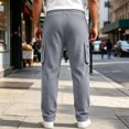 thumbnail image 6 of MXALUOB Cargo Pants for Men Waffle Knit Drawstring Waist Casual Pant Solid Color Workout Running Trousers with Zipper Pockets, 6 of 7