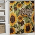 thumbnail image 6 of Fenyluxe Leopard Print Sunflowers Pretty Shower Curtain | Chic Modern Bathroom Decor with Hooks | Washable 100% Polyester Fiber 36x72, 6 of 7