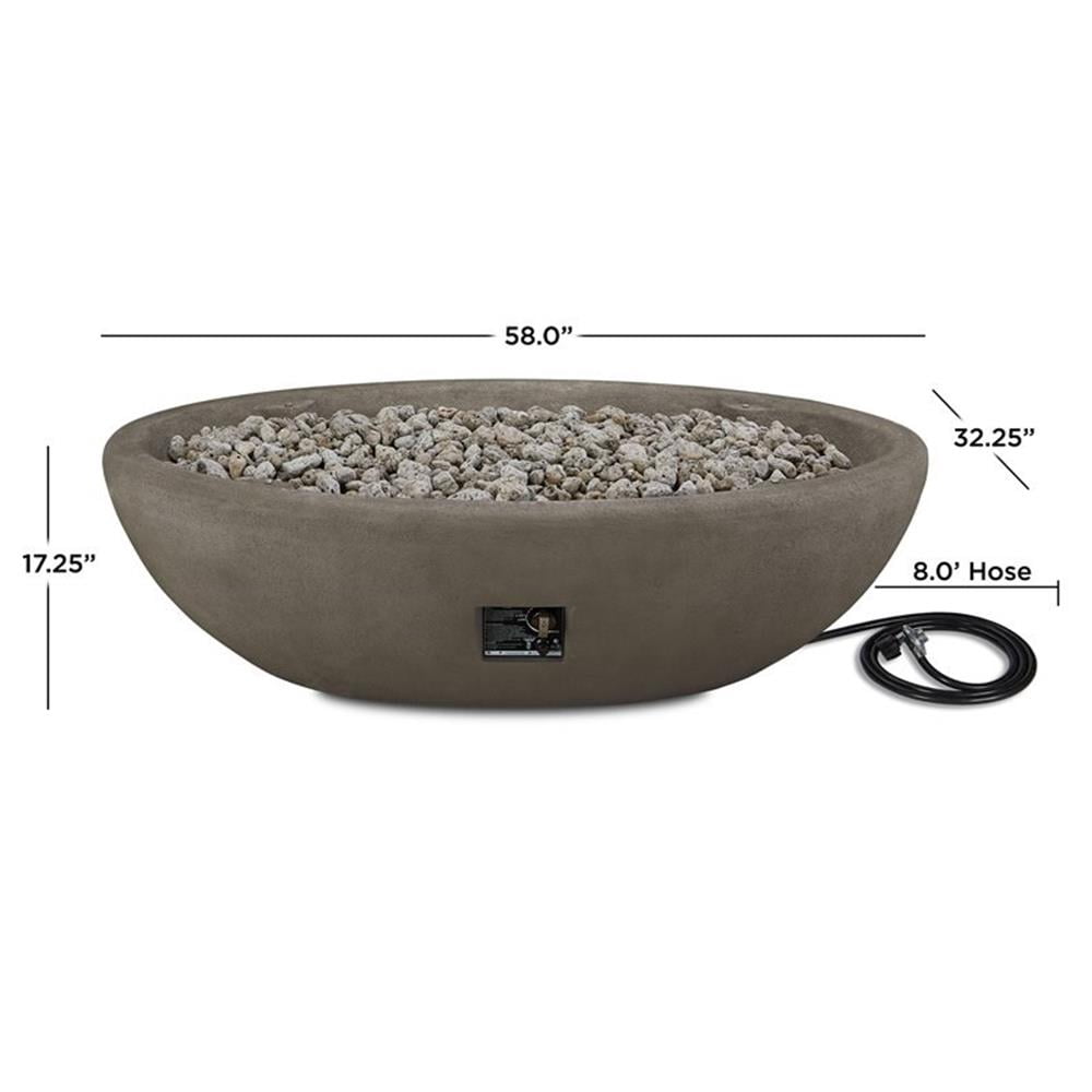 Bowery Hill Contemporary Large Oval LP Metal Fire Bowl in Glacier Gray
