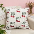 thumbnail image 6 of Minimalist Embroidered Cherry Throw Pillow Cover,Spring Summer Boho Decorative Pillow Cover with Zipper,Decorative Cushion Case Polyester Sofa Bed Living Room Home Decor Craftsmanship, 6 of 6