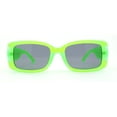 thumbnail image 2 of Frost Neon Glo Mod Fashion Rectangular Clout Plastic Sunglasses Green - Black, 2 of 4