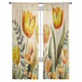 thumbnail image 7 of Sheer Curtains 96 inches Long, Yellow Tulip Watercolor Floral Retro Linen Light Filtering Sheer Window Curtains Rod Pocket Voile Drapes for Bedroom Living Room, 52"W x 96"L 2 Panels, 7 of 7