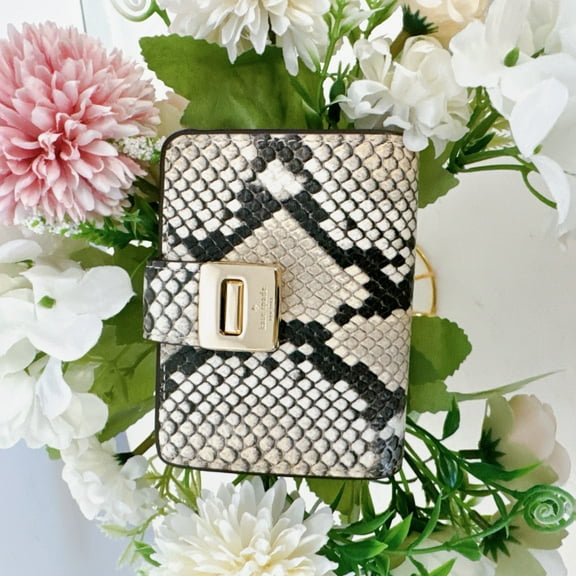 Kate Spade KF542 Phoebe Snake Embossed Small Card Holder IN Tiramisu Mousse Multi