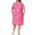 thumbnail image 4 of DARING DIVA Women's Plus Size V Neck Star Moon Pattern Nightgown 1X Hot Pink, 4 of 6