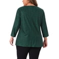 thumbnail image 3 of Agnes Orinda Blusa de Mujer Talla Grande con Escote en V y Mangas de 3/4 de Botánica Casual Elegante 1X Verde Oscuro, 3 of 6