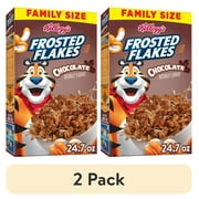 (2 pack) Kellogg's Frosted Flakes Chocolate Cold Breakfast Cereal, Family Size, 24.7 oz Box