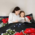 thumbnail image 5 of Homewish Red Flower Floral Full Size Comforter Sets, Valentines Day Rose Bedding Comforter Set, Teens Adult Women Men Reversible Bedding Sets, Breathable Home Decor, 3 Pieces, 5 of 8