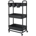 thumbnail image 1 of Carrito utilitario JIUYOTREE de 3 niveles de plástico enrollable negro, 1 of 7