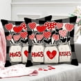 thumbnail image 2 of Hugs and es Pillow Covers 18x18 Inch Set of 2 Valentine’s Day Black White Buffalo Plaid Heart Vase Decorations Pillow Cases Cotton Linen Holiday Farmhouse Cushion Cover for Sofa Couch, 2 of 6