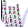thumbnail image 1 of 7 Rolls 25 Yards 3/8 Inch Gift Box Printing Christmas Red Green White Grosgrain Ribbon Roll for DIY Wrapping Party Decor, 1 of 3