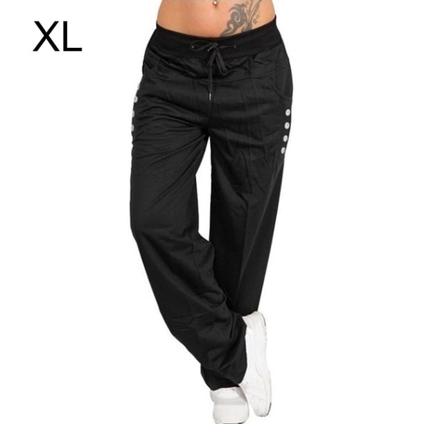 Pantalones Pantalones deportivos sueltos Pierna recta Casual Mujer Pantalones deportivos, Negro, XL kenally AP002164-20
