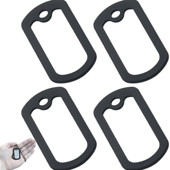 Hzzsbu Military Style Dog Tag 4pcs Silicone Silencer Dog Tag Black Rubber Protective Cover for Noise Reduction